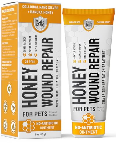 SILVER GRADE Dog Wound Care with Manuka Honey & Colloidal Silver for Scratches & Skin Irritations – Cat & Dog Hot Spot Treatment Gel Works as Honey Rapid Wound Repair for Horses – for All Pets – 2-Oz