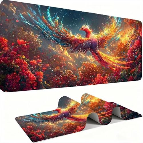 Mouse Mat, Desk Mat Large 600x300x3 mm XL Mousepad - Mouse Pad Gaming - Improved Precision and Speed - Non-Slip Rubber Base, Waterproof Surface, Smooth Surfaces Gaming (60x30 Animal Phoenix) j0xk-955