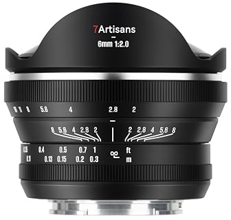 7artisans 6mm f2 APS-C Ultraweitwinkel-Fisheye-Objektiv, Manueller Fokus mit 220° Bildwinkel für Nikon Z-Mount-Kameras Zfc, Z50, Z30, Z5, Z6, Z7, Z8, Z9, Z6 Mark II, Z7 Mark II usw.