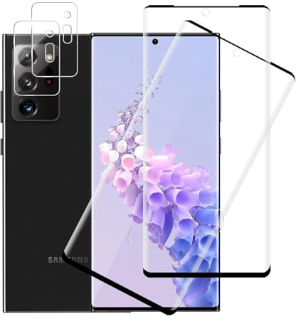 Carantee 2+2 pièces Verre Trempé pour Samsung Galaxy Note 20 Ultra 5G, avec Caméra Arrière Protecteur, 3D Vitre Protection pour Note 20 Ultra, Haute Sensibilité Haut Définition Protection écran