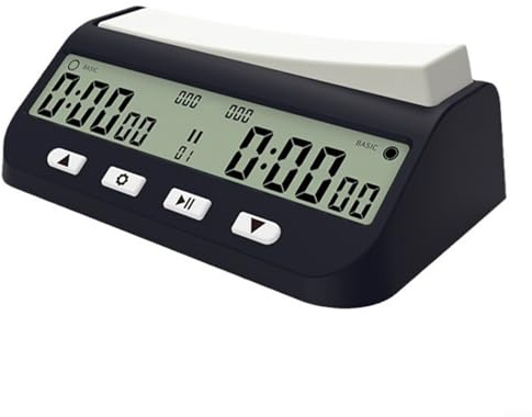 Horloge numérique d'échecs avec grand écran facile à lire et bouton de contrôle de la balançoire, prend en charge les modes Basic, Delay, Bonus et Byo-Yomi, mécanisme d'économie de batterie, 2 piles