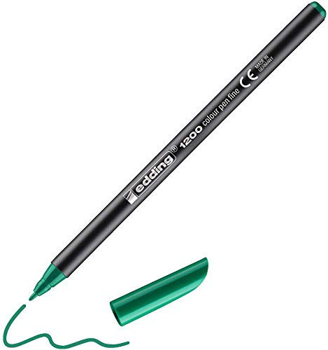edding 1200 Fasermaler fein - grün - 1 Stift - Rundspitze 1 mm - Filzstift zum Zeichnen und Schreiben - für Schule, Mandala