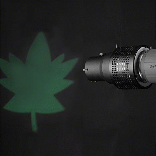 Walimex Universal Projektionsvorsatz kompatibel mit Profoto - 270 x 160 x 160 mm - mit 4 Farbfolien (blau, rot, gelb, grün) und Schablonen (Herz, Fenster, Mond, Blatt) - für Blitzgeräte Fotoatelier