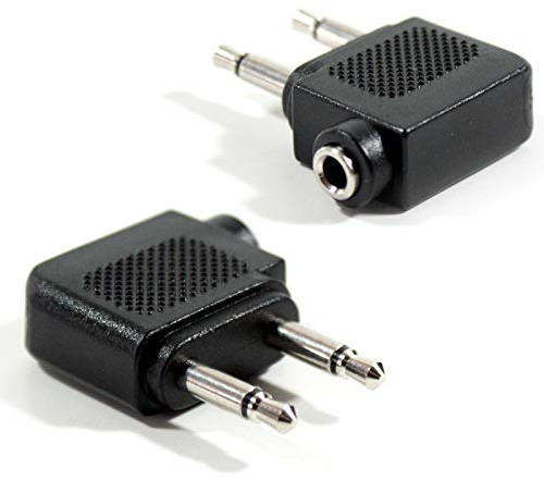 2x 3.5mm Mono to 1 Stereo Jack - Aircraft/Airline Plane Headphone Audio Adapter - Loops