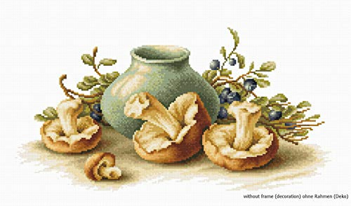Luca-S Kreuzstichset Stillleben mit Pilzen Aida, Zählmuster, 39x20,5cm