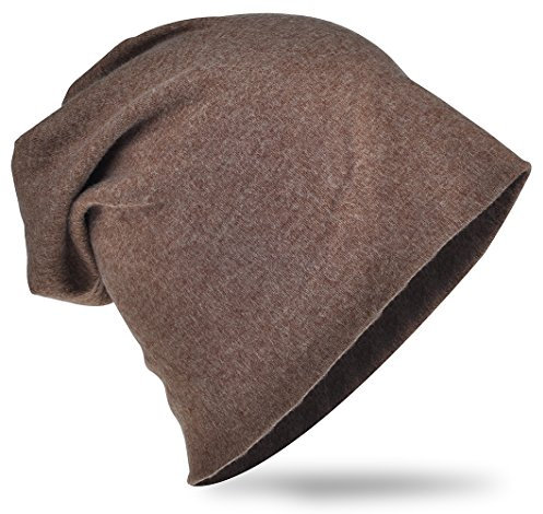 Miobo Jersey Slouch Beanie Unisex Herren Damen Mütze Trend Dunkelbraun-L
