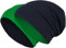 2 in 1 Wendemütze - Reversible Slouch Long Beanie Jersey Baumwolle elastisch Unisex Herren Damen Mütze Heather in 24 (8) (Dark Blue/Dark Green)
