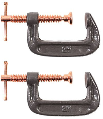 2X Heavy Duty 2/50mm G Clamps - Copper Plated Metal Grips/Vices
