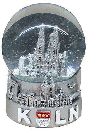 I LOVE KÖLN Schneekugel Köln - Germany 6,5 cm groß mit Sockel in Silber | Handbemaltes typisches und klassisches Souvenir aus Köln