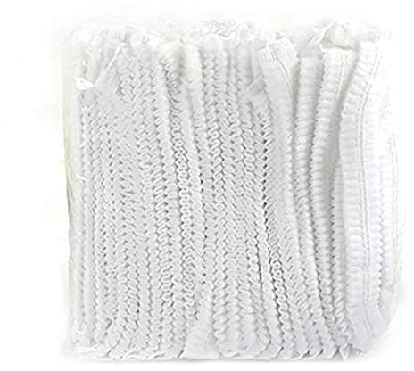 MUHWA Einwegkappen, Haarnetzkappen, 100 Stück, elastisch, freie Größe, für Kosmetik, Schönheit, Küche, Kochen, Heimindustrie, Krankenhaus (weiß)