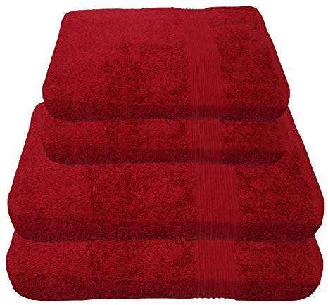 Julie Julsen 4 TLG Handtuchset 2 Badetücher 2 Handtücher Reine Baumwolle über 30 Farben Bordeaux