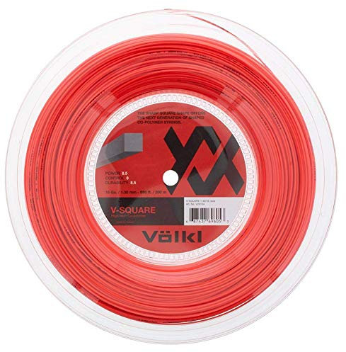 VOLKL V-Quadrat | Tennisschlägersaite | Ultimativer Spin & festes Gefühl | Co-Polymer quadratische Form (rot, V29105_17G, Rolle)