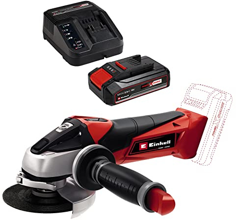 Einhell Akku-Winkelschleifer TE-AG 18/115 Li Power X-Change (Li-Ion, 18 V, 115 mm Scheibendurchmesser, Wiederanlauf-, Überlastschutz, ohne Trennscheibe, inkl. 2,5 Ah Akku und Ladegerät)