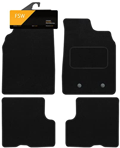 FSW - Tailored Mats - Fits DACIA Duster 2018 Onwards Without Passenger Seat Draw - Black Carpet - Anti Slip Mat - Non Slip, Fitted With Clips & Granulated Backing - 4 Pc Floor Mat Only