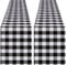 Buffalo Plaid Tischläufer 2 Packungen 33 x 213 cm kariert Schwarz und Weiß Tischläufer Herbst Thanksgiving Tischläufer für Partys