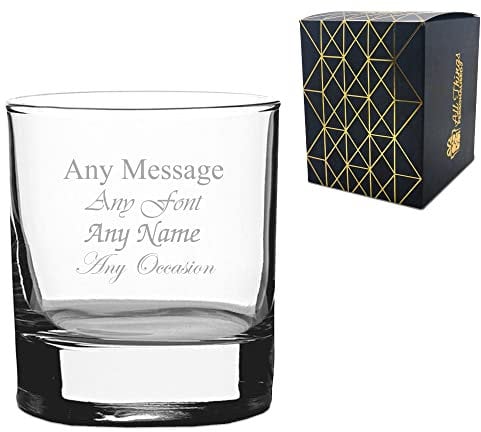 Personalised Engraved Old Fashioned Whisky Glass Tumbler, Gift Boxed, Personalise with Any Message for Any Occasion