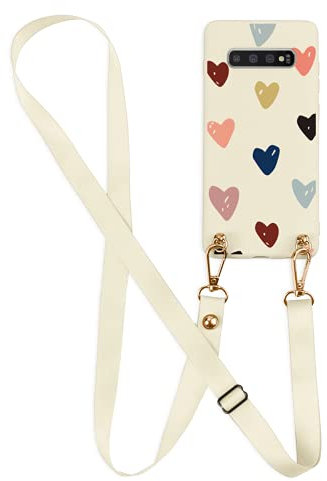 ZhuoFan Funda con Cuerda para Apple iPhone 13 Mini - Fundas de Silicona AntiChoque Suave TPU, con Ajustable Colgante Collar Correa Lindo Patrón Carcasa para iPhone 13mini, Amor