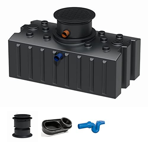 GreenLife Zisterne Flachtank 2000 Liter Basis inkl. Ausgleichsdom, Zisternendeckel, beruhigtem Zulauf und Überlaufsiphon - Regenwasserbehälter BZW. Regenwassertank unterirdisch für Regenwasser
