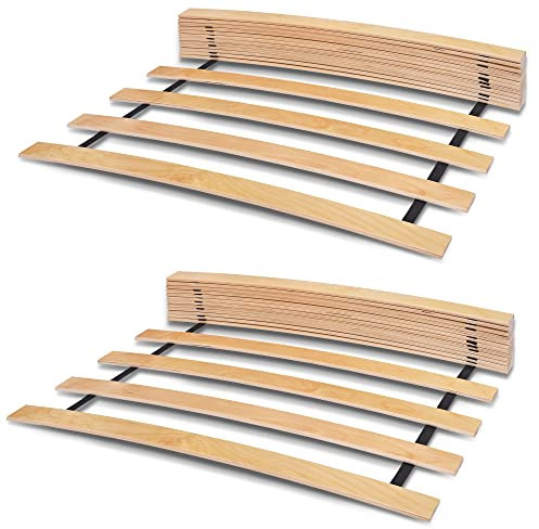 WOODRAM Rollrost 180x200 cm (2x90cm) für Bett - Hochwertiger Rolllattenrost 17 Gebogene Birkenholzlatten mit Band verbunden.Lattenroste holzlatten Klappbar Bestimmt für Feder- sowie Schaummatratzen.
