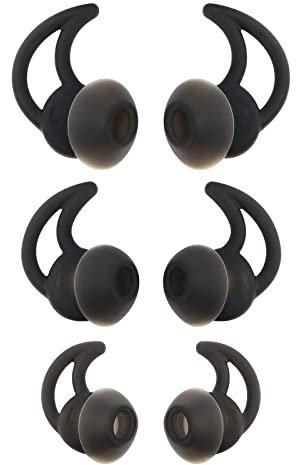 Micro Traders Silicone Ear Tips, 3 Pairs Replacement Compatible with Bo-se QC20 QC20i SoundSport SIE2i IE2 IE3, Black