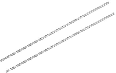 sourcing map HSS(High Speed Steel) Extra Long Twist Drill Bits, 3.5mm Drill Diameter 200mm Length for Hardened Metal Woodwork Plastic Aluminum Alloy 2 Pcs