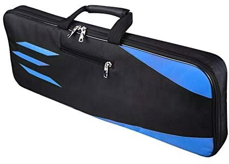 SANON Takedown Recurve-Bogen-Koffer, Aufbewahrungstasche für Recurve-Bogen Jagdzubehör, mehrere Taschen, Verstellbare Träger, Leinenstoff, Blau