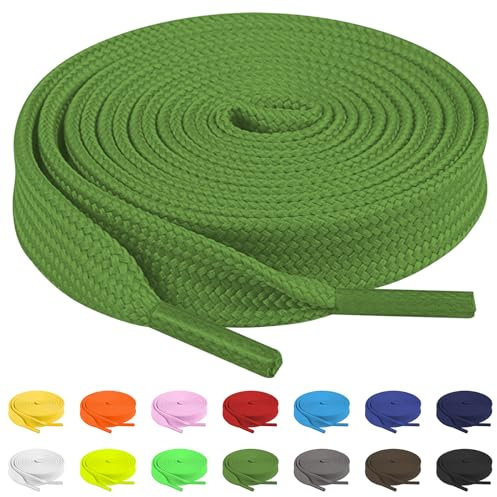 TBOC Schnuersenkel Schuhbaender Schnürsenkel Shoelaces Flach [Grün] Laces [90 cm] Binden Sneaker Wanderschuhe Shoe Schuche Arbeitsschuhe Stiefel|Kompatibel mit Nike Converse Adidas Herren Damen