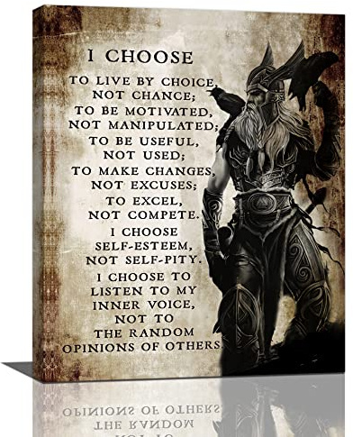 Viking Warrior Wall Art Viking Samurai Picture Wall Decor I Choose to Live by Choice Inspirational Quotes Canvas Painting Prints Motivational Poster Artwork Home Framed for Bedroom Living Room 16x20