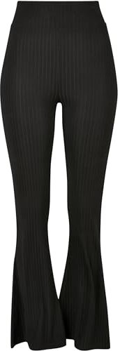 Urban Classics Damen Ladies High Waist Rib Flared Leggings Yoga Pants, Schwarz, XL EU