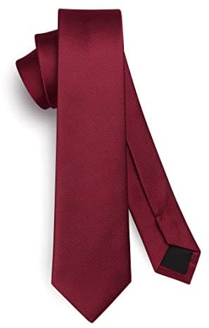 HISDERN Herren Krawatte Burgund Schmale Einfarbig Seide Krawatten für Herren Klassische Formelle Elegante Schlipse Hochzeit Party Business Krawatte 6cm