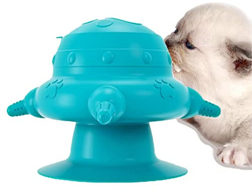 HDAKDDHG Newborn Kitten Puppy Nipple Feeder, Silicone Pet Bionic Self Automatic Feeding Milk Bowl with 4 Pacifiers & sucker,Non Spill Pets Slow Self Feeding Milks Device, for Nursing (Dark blue)