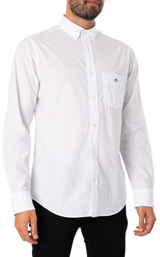 GANT REG Poplin Shirt Chemise en Popeline Regular, White, M Homme