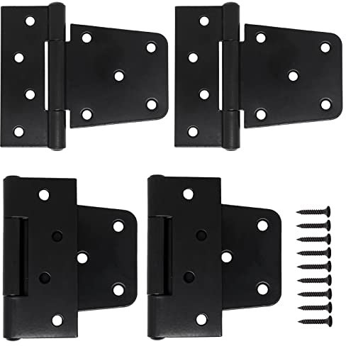 Schwarze Türscharniere, 8,9 cm Torscharniere, strapazierfähig, für Holzzäune, Türen, Innen- und Außentürscharniere mit Schrauben (4 Stück)
