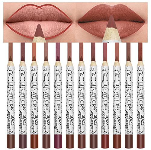 Lippenkonturenstifte Matt Lipliner Set 12 Farben Wasserfest Lippenkonturenstift Dauerhafte, Weiche, Matte Und Sanfte Lippen Makeup Stifte Lip Liner Pencil Langhaltender Lippenstift Matt Lipliner Palet