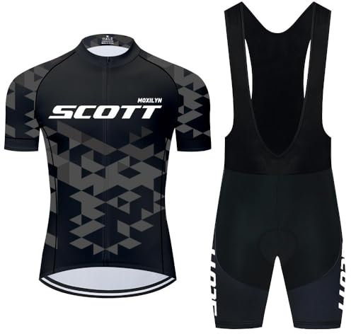 Moxilyn Abbigliamento Ciclismo Set Manica Corta Tuta Ciclismo Uomo Completo Ciclismo Estivo per Bici da MTB con Pantaloncini Imbottiti in Gel Traspirante