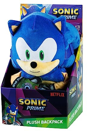 BANDAI Sonic Prime Rucksack, 30 cm, Schultasche für Kinder, basierend auf Netflix-Show, Sonic Rucksack, Geschenk für Jungen und Mädchen