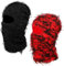Kqpoinw 2 Stück Sturmhaube Winter, Balaclava für Damen und Herren, Distressed Sturmmaske Motorrad Yeat Ski Maske, Fuzzy Winddicht Halswärmer Beanie Cap Mütze Vollgesichtsmaske Hut, Schwarz und Rot