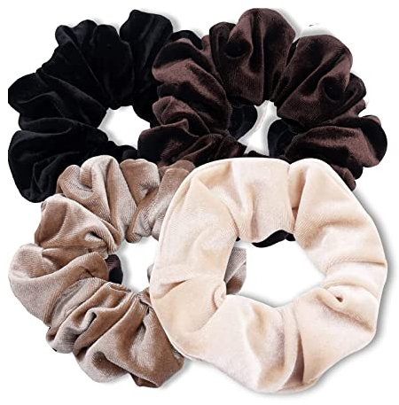 Haargummis FYRuntoo Scrunchies Haargummi Scrunchie für Mädchen & Damen Scrunchies Samt Haargummi Groß 4 Stück