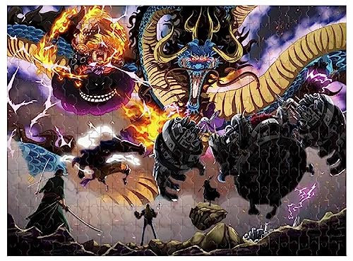 Für Erwachsene, 1000 Teile Holzpuzzle, Heimdekoration, Anime One Piece Ruffy Vs Kaido Bild 75 * 50cm