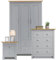 Blisswood Bedroom Set 3 Door Wardrobe & 3+2 Drawer Chest of Drawer + 2 Drawer Bedside Table Cabinet Bedroom Furniture Set for Bedroom Storage Furniture Set (Grey & Oak)