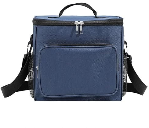 Afwerirc Insulated Lunch Bag with Zippered Front Pocket, 10.6L Leak-Proof Cooler Bag for Adults, Durable Lunch Box for Work & Travel, Classic Blue
