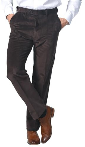 Jolliman Mens Cotton Corduroy Trousers Elasticated Waist Casual Formal Office Work Warm & Cosy 34W / 31L Brown