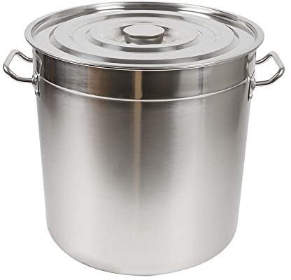 OUBUBY Ollas de acero inoxidable, ollas de acero inoxidable, ollas grandes para pasta, ollas de camping, ollas gourmet con tapa, aptas para todo tipo de utensilios de cocina y cocinas grandes (70 L)