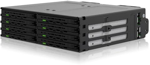 Icy Dock Mobile Rack backplane, Rack Rimovibile, Box del Rack Hot Swap per 8 x HDD/SSD 2.5 SATA/SAS in 1 alloggiamento da 5,25 - ExpressCage MB038SP-B