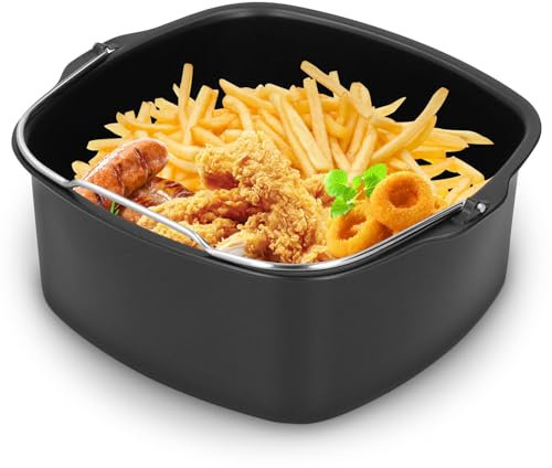 Cocoarm Kuchenform-Fritteusen-Zubehör für HD9925 HD9860 HD9905 01, Luftfritteusen-Pizzapfanne und Backkuchenfass, Spülmaschinenfest, Zum Zubereiten von Pommes Frites 17.5/6.9inX16.5/6.5inX7/2.8in