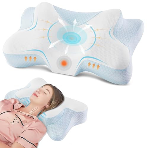DONAMA Cuscino cervicale in memory foam, per dormienti laterali, schiena e addominali