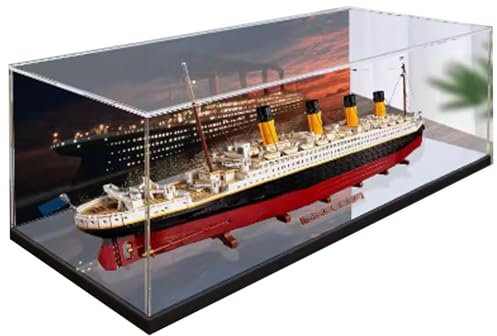 Transparente Acryl-Vitrine für Lego 10294 Titanic-Modell, staubdicht, transparent, Vitrine (140 x 19,8 x 49,8 cm (nur Vitrine) (3 mm Rückensprühmodell)