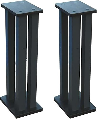 Soportes para bocinas de pie, soporte de altavoz de suelo, soporte de altavoz, estante de audio para estantería, se puede llenar con arena, madera maciza, metal, hierro (tamaño: 21 x 27 x 70 cm)