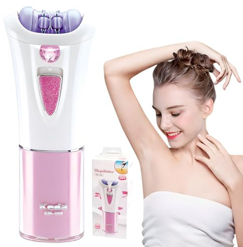 Depiladora Mujer Electrica,Depiladora Mujer Zona Intima,Depiladora Facial sin Cable,Depiladora Eléctrica con luz LED, para Bikini Zona Intima, Pierna, Brazo, Axila,Alimentado por Batería (No Incluido)