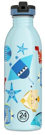 24BOTTLES Kids Bottle – Trinkflasche für Kinder Grundschule und Kindergarten, 250/500 ml, Flasche mit Deckel, 100 % luftdicht, umweltfreundliche Edelstahlflaschen [nicht thermisch, ultraleicht] (500